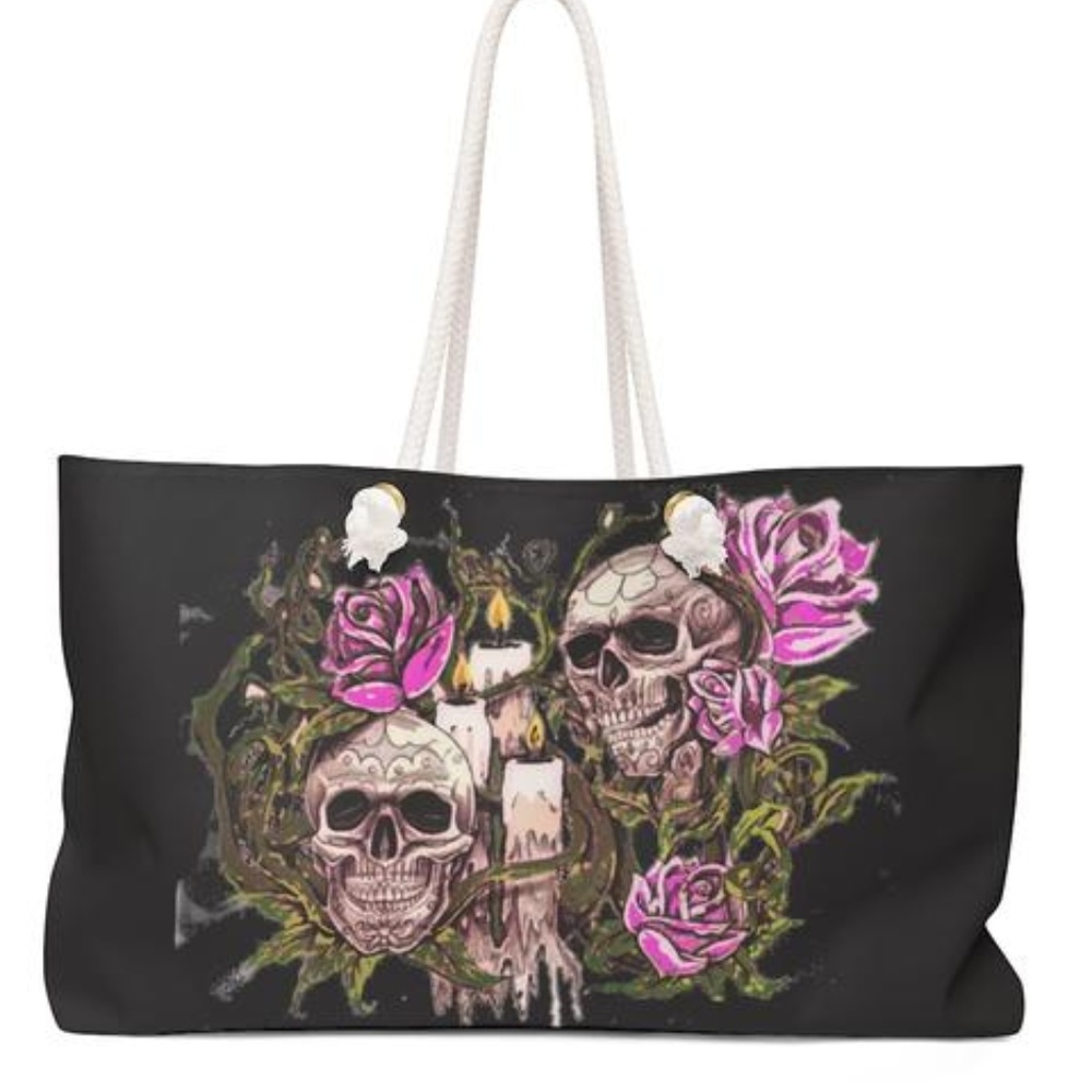 NEW SKULL ROSE 24X13 WEEKENDER/GYM BAG #2677266